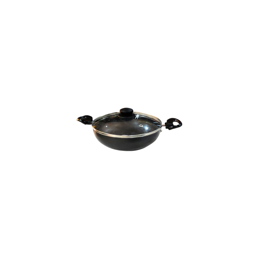 Kyyte Pre-Seasoned Cast Iron Kadai with Glass Lid 24 CM