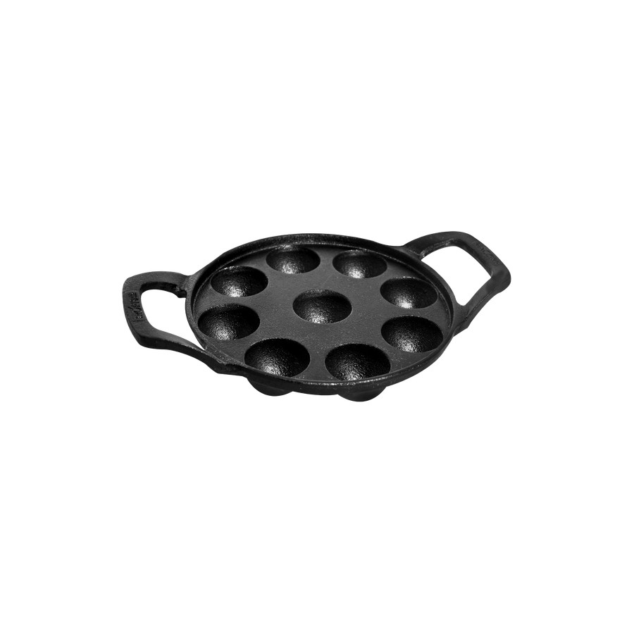Kyyte Pre-Seasoned Cast Iron Round Appe Pan 2 Side Handle 9 CAVITY