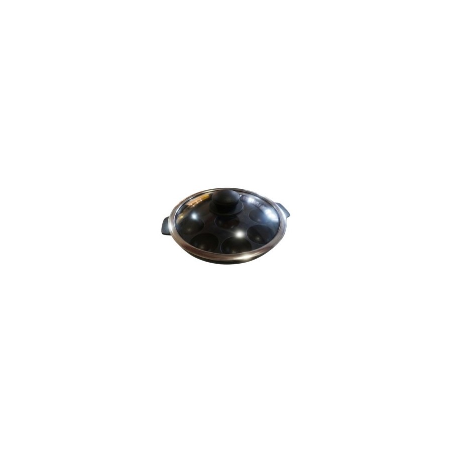 Kyyte Pre-Seasoned Cast Iron Appe Pan with Glass Lid 9 CAVITY