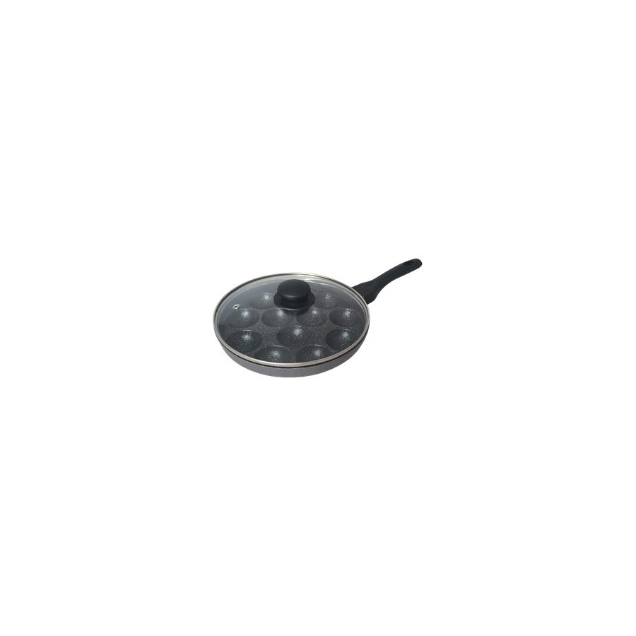 Kyyte Pre-Seasoned Cast Iron Appe Pan with Glass Lid 12 CAVITY