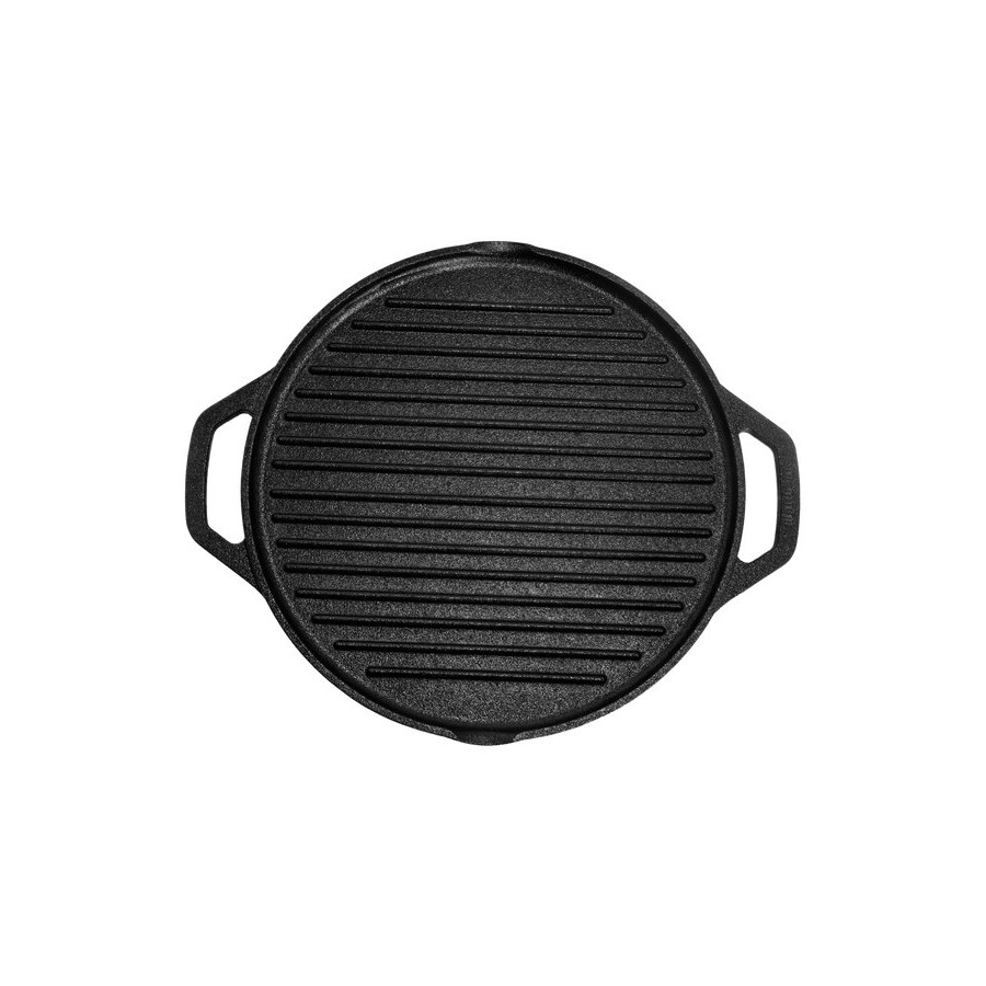 Kyyte Pre-Seasoned Cast Iron Flat Tawa with 2 Side Handle 28 CM