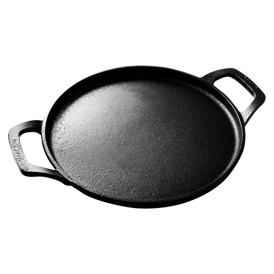 Kyyte Pre-Seasoned Cast Iron Flat Tawa with Long & Side Handle 28 CM