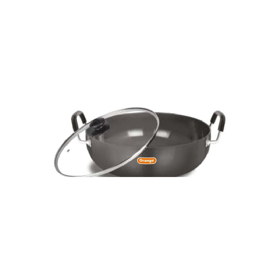 Orange Deep Kadai (With Glass Lid) 160 mm (1 Ltr)