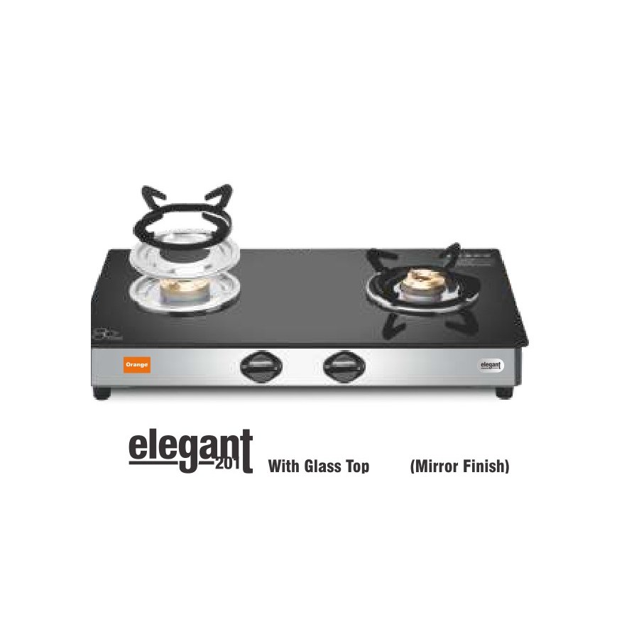 Orange Double Drip Tray Elegant 201 2 Burner LPG Gas Stove [OLPG274]