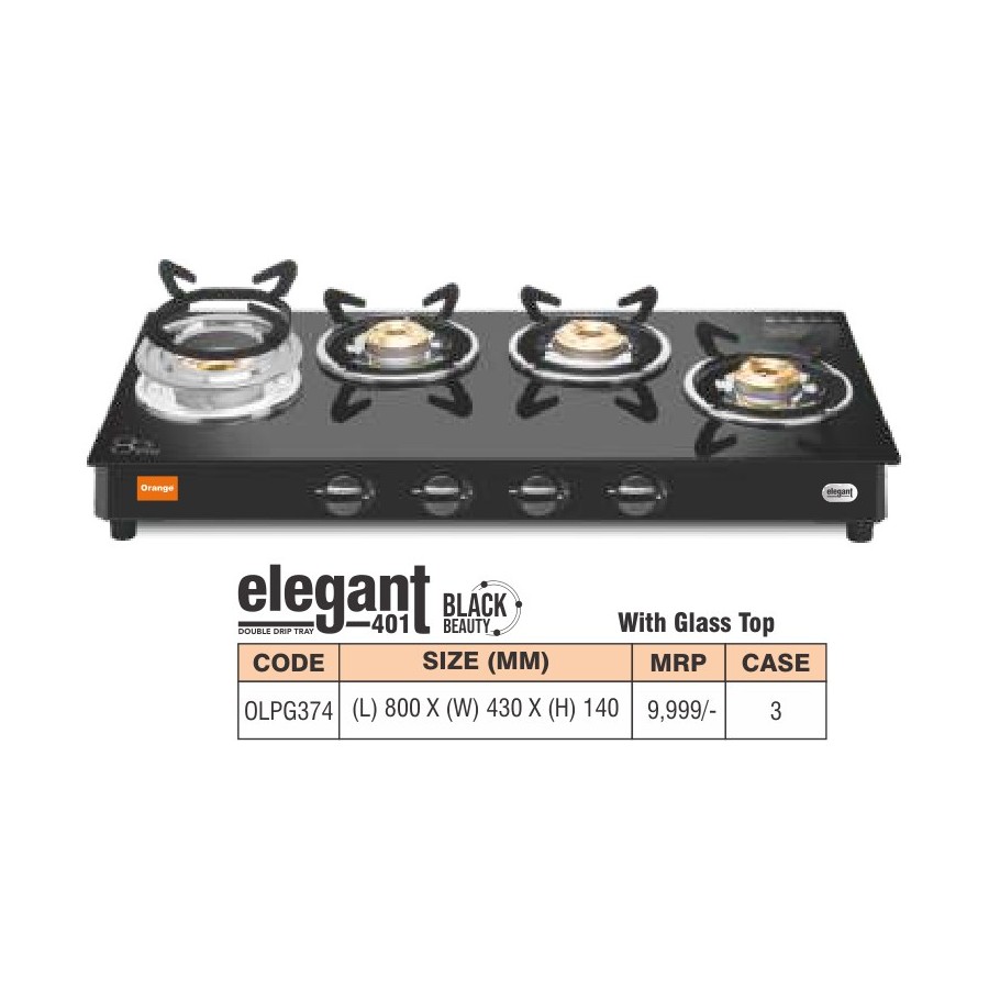 Orange Double Drip Tray Elegant 401 Jumbo 4 Burner LPG Gas Stove [OLPG276]