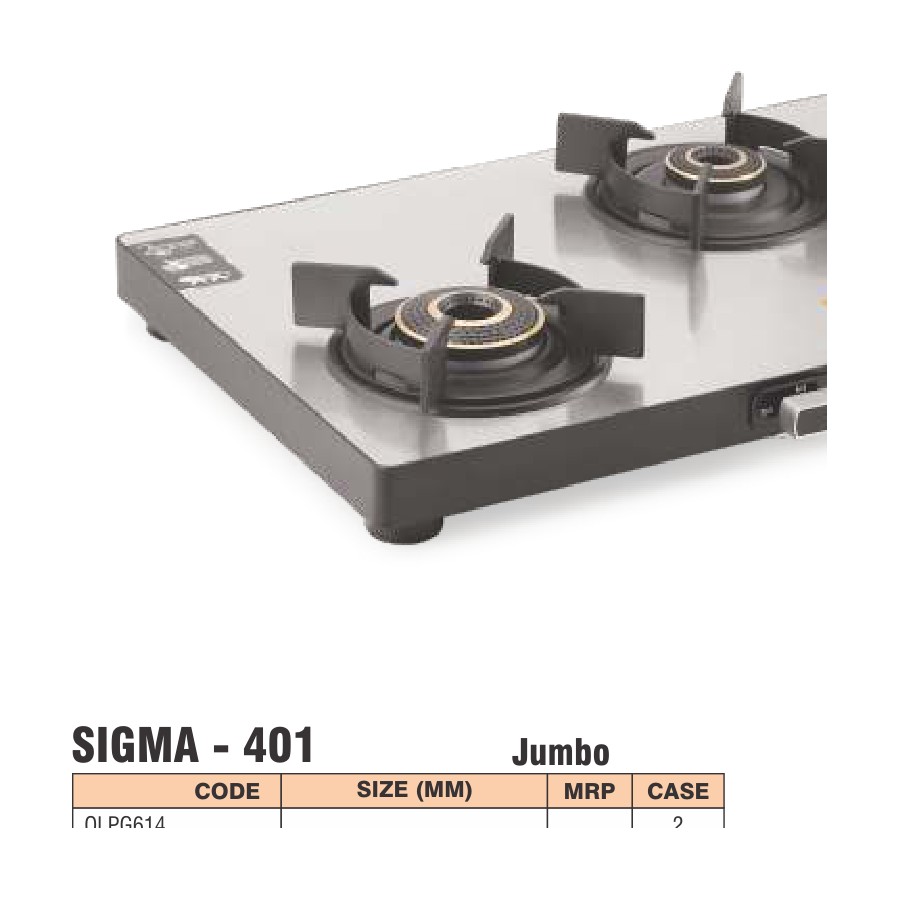 Orange Sigma 401 Jumbo (Mirror Finish) 4 Burner LPG Gas Stove