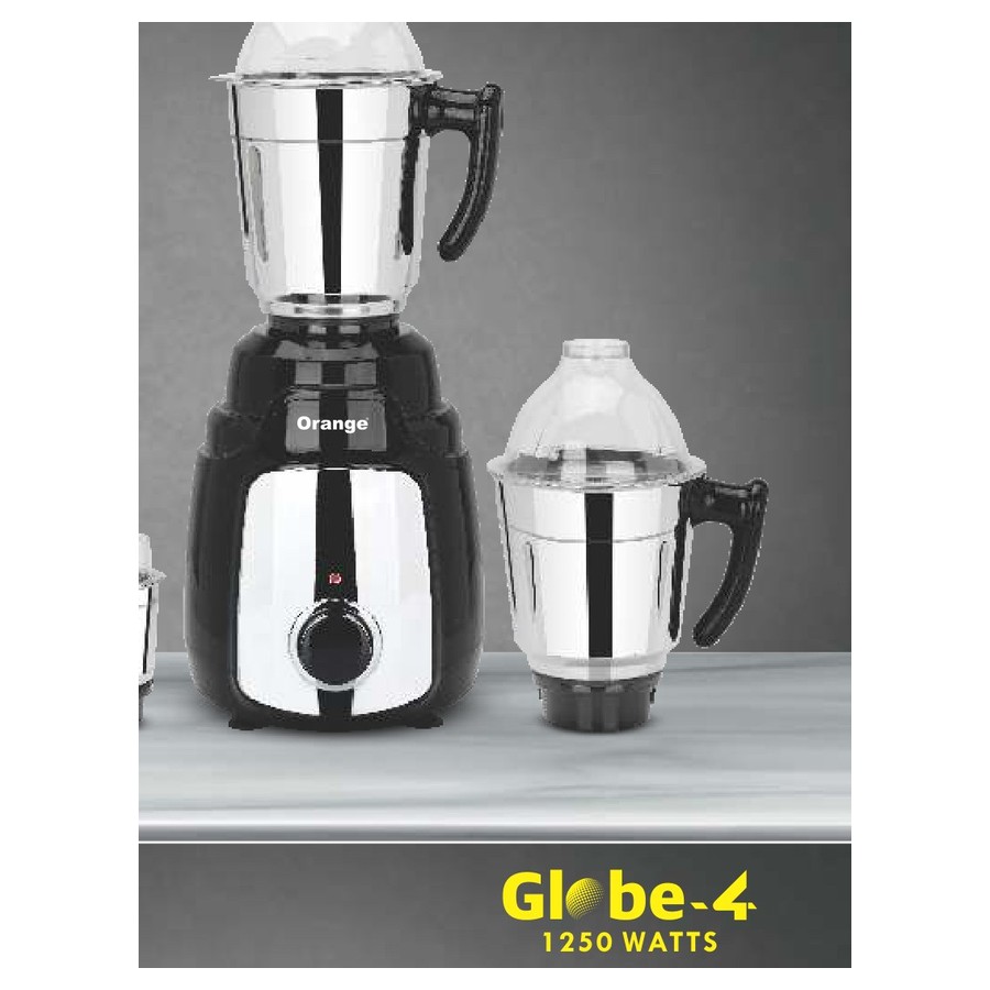 Orange Globe-3 1250W Mixer Grinder - 3 Jar (Metallic)