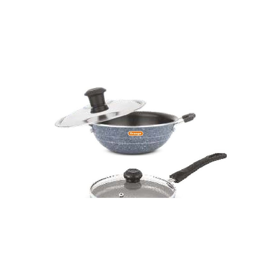Orange Mini Kadai (hopper Pan) (With S.S. Lid) 175 mm (1 Ltr)