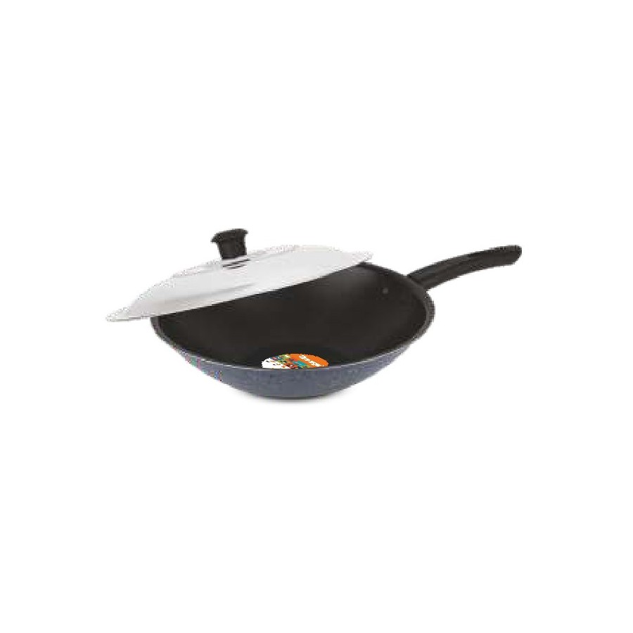 Orange Chinese Wok (With S.S. Lid) 310 mm