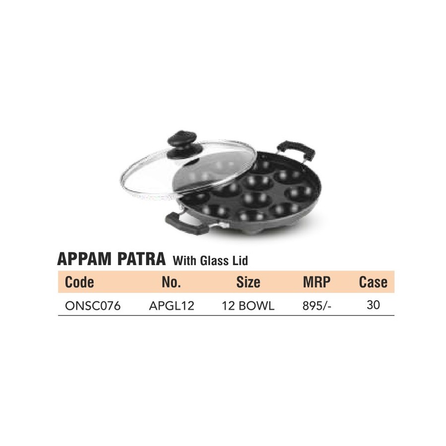 Orange Appam Patra with Glass Lid 12 BOWL