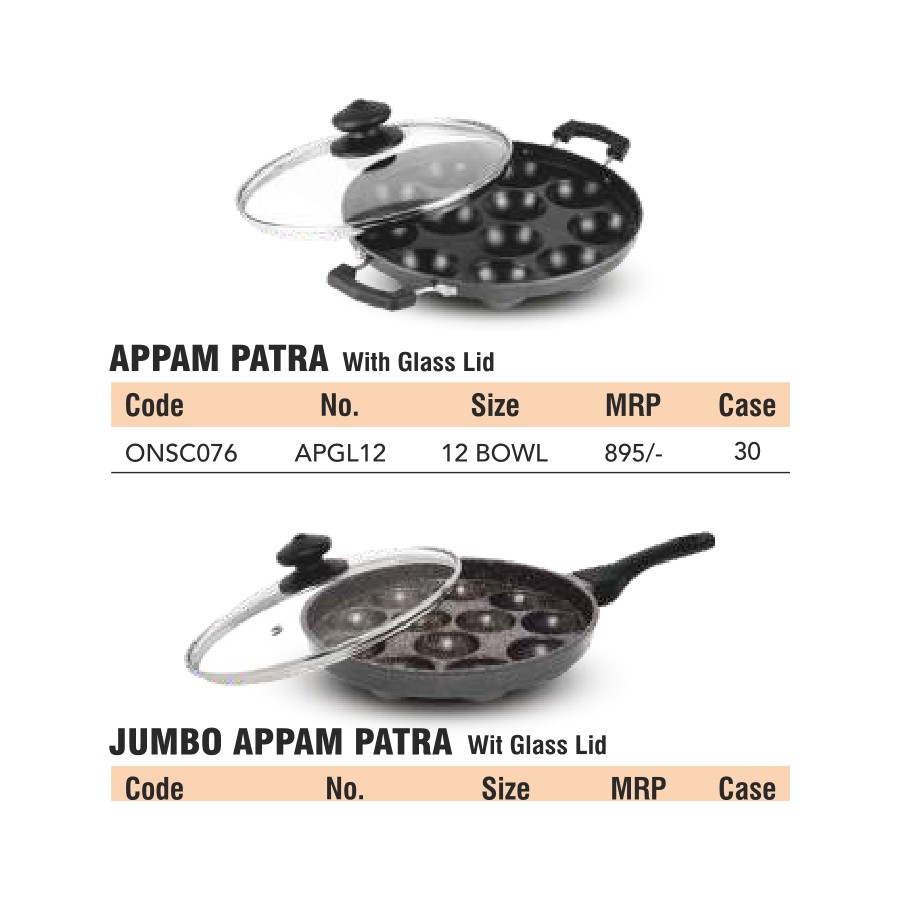 Orange Jumbo Appam Patra with Glass Lid 12 BOWL