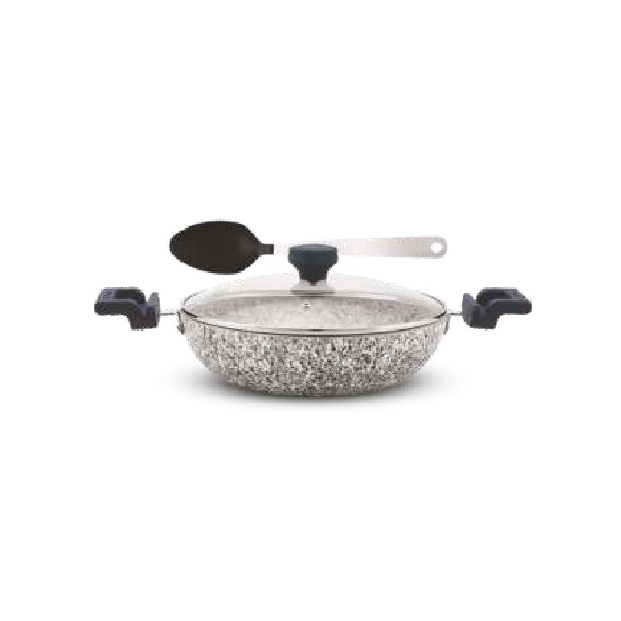 Orange Kadai (With Glass Lid) (free Nylon Turner) 260 mm