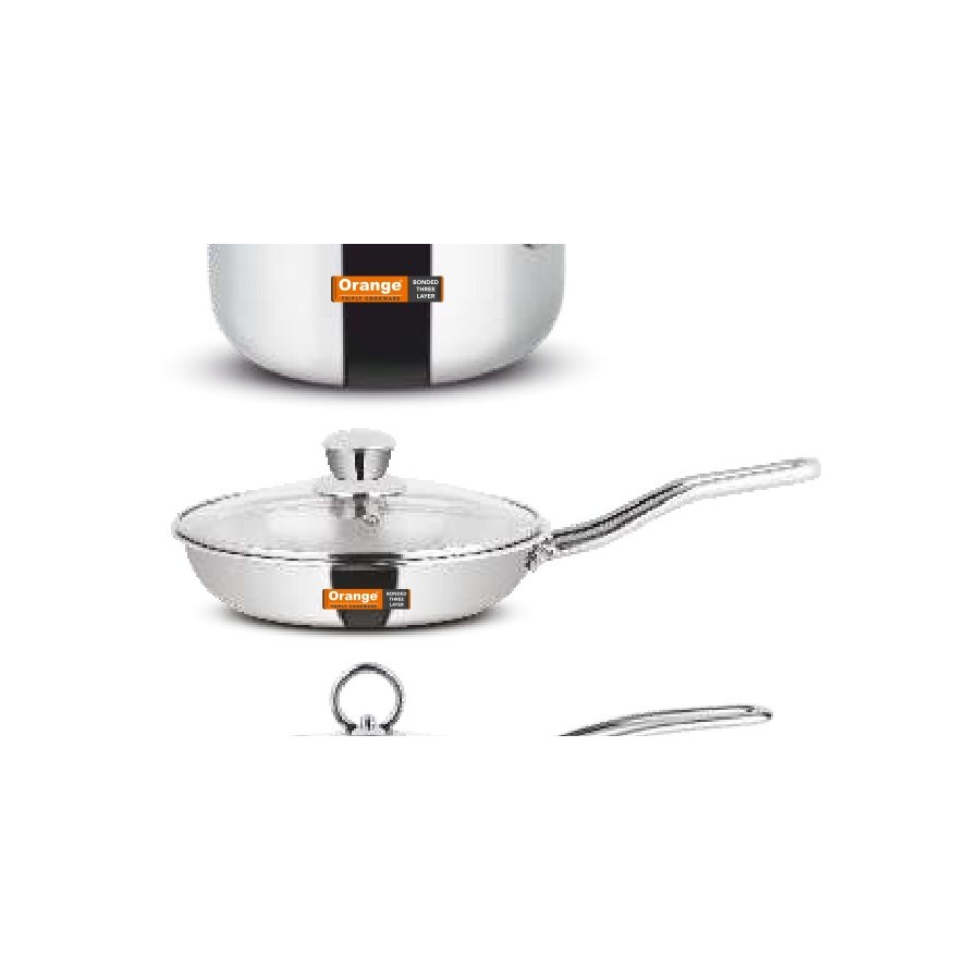 Orange Tapper Fry Pan (With Glass Lid) 240 mm (2 Ltr)
