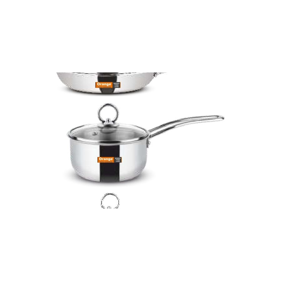 Orange Sauce Pan (With Glass Lid) 160 mm (1.8 Ltr)