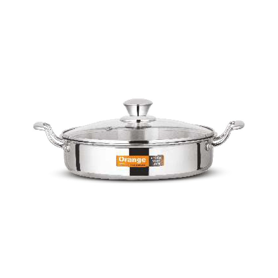 Orange Saute/flat Pan (With Glass Lid) 240 mm (2.5 Ltr)