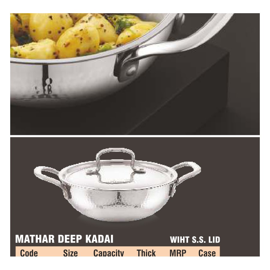 Orange Mathar Deep Kadai with S.S. Lid 180 mm (1.5 Ltr)