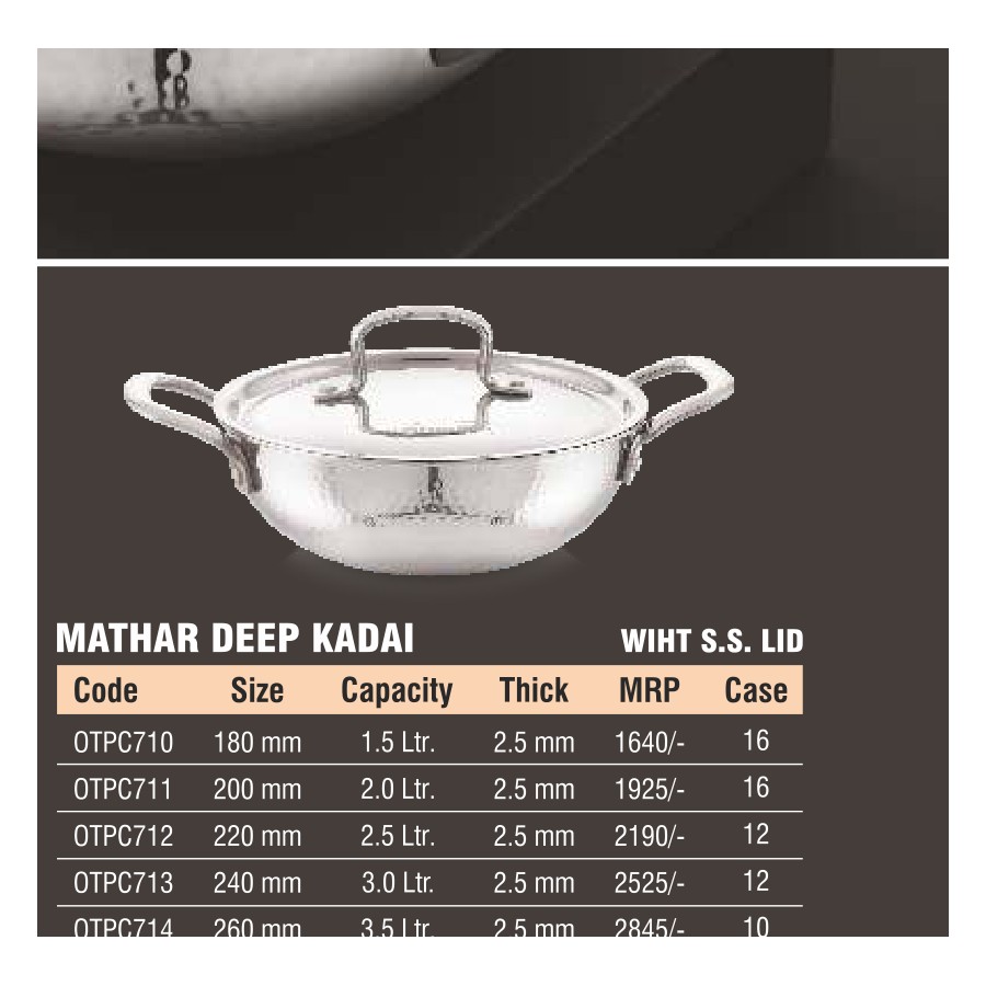 Orange Mathar Deep Kadai with S.S. Lid 280 mm (4.5 Ltr)